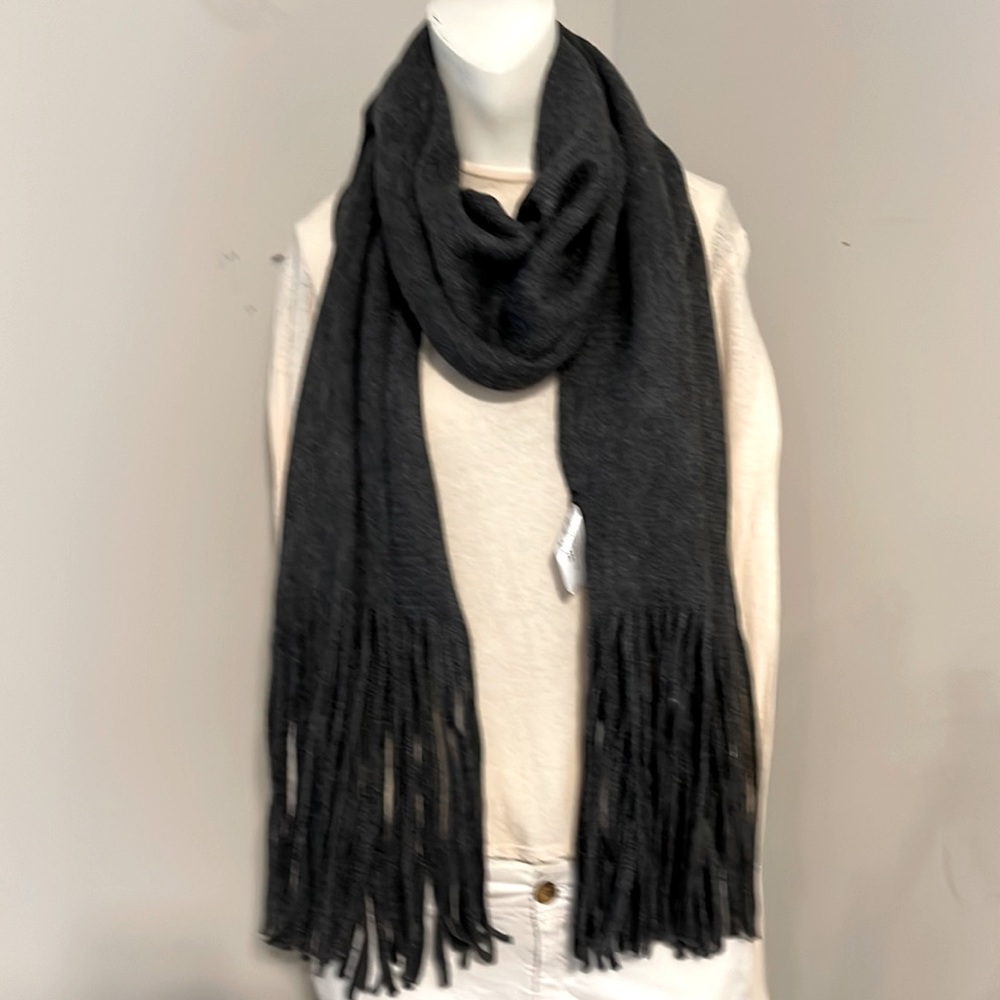 Lucky brand long gray winter scarf with fringe gift idea! - Picture 6 of 7